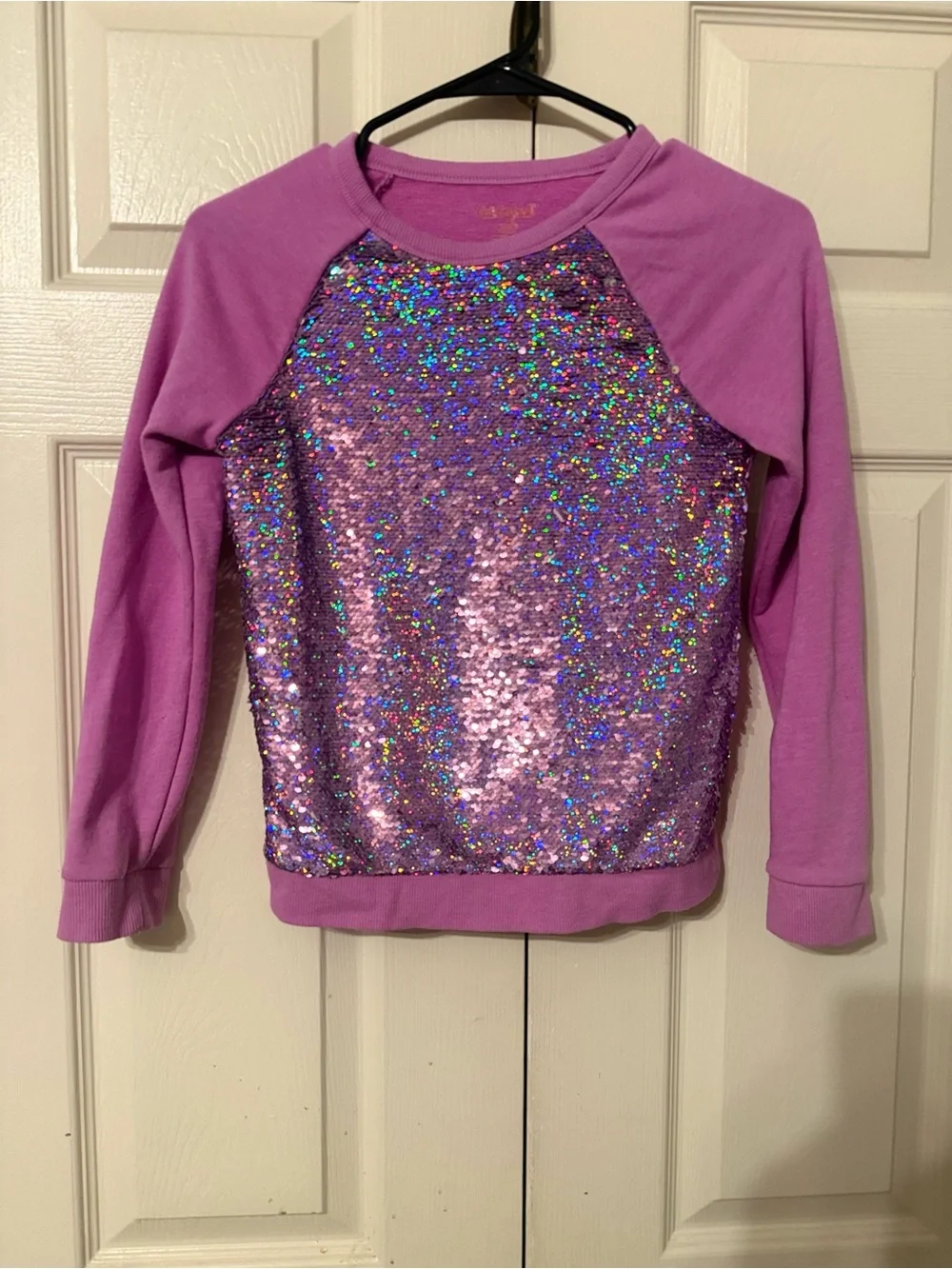 Cat & Jack Lavender Sequin Raglan Sweatshirt